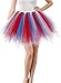 MizHome Womens Red&Blue Tutu Skirt Layered Tulle Skirt Adult Halloween Costumes