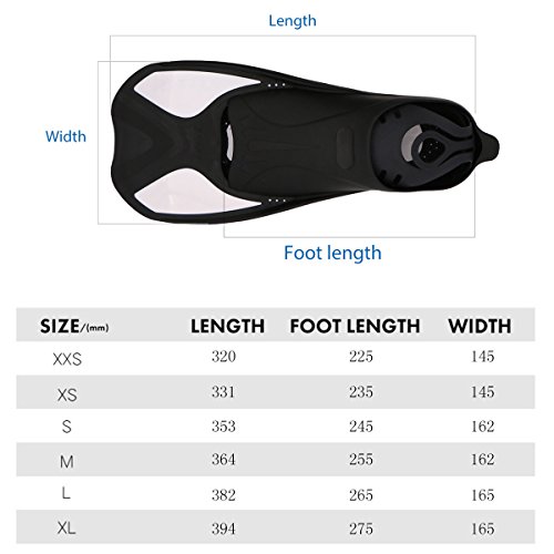 Speefish Short Blade Swim Fins for Swimming Snorkeling Diving Training (White, M (US 7-8))