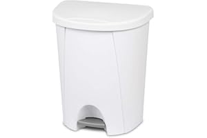 LavoHome 6.6 Gallon/25 L Capacity Step on Access Waste Basket Trash Can with Lid Solid Color for Home Kitchen Office Residential Industrial-White (1)
