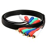 CMPLE 5-RCA Male to 5RCA Male RGB Component Audio Video Cable for HDTV - Gold Plated RCA to RCA - 3 Feet, Black