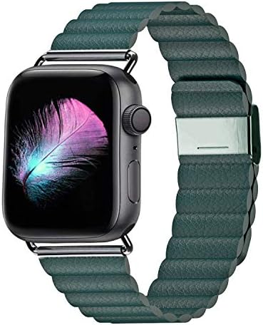 LKEITY Compatible for Apple Watch Band 44mm 42mm 40mm 38mm - Upgrade Adjustable Leather Strap with Strong Magnetic for iWatch Series 4/3/2/1