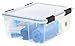 IRIS USA 30 Quart WEATHERPRO Plastic Storage Box with Durable Lid and Seal and Secure Latching Buckles, Clear with Black Buckles, 1 Pack