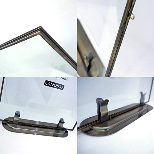 CANDIKO Floating 11x14 Picture Frame Table Top Metal Photo Frame (Antique Gold, Portrait or Landscape)