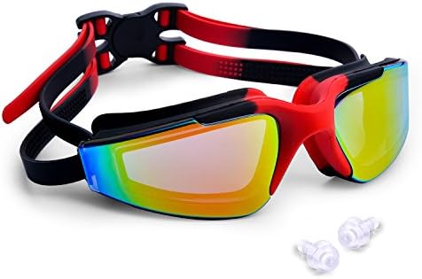 Swimming Goggles No Leaking Anti-Fog UV Protection with Ear Plugs and Free Protection Case, Swim Goggles Comfortable Fit for Adult Men Women Youth Kids Child from HybLc