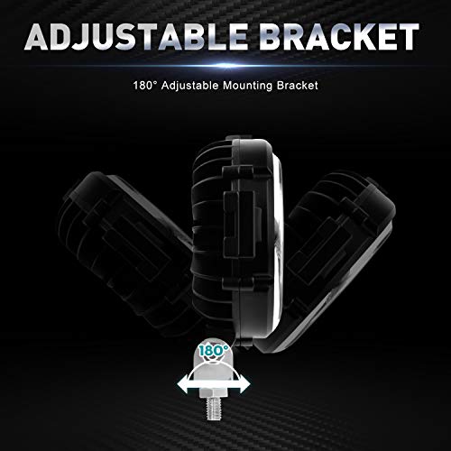 Round LED Work Light, AAIWA 60W Flood Spot Combo Beam LED Light Bar with Daytime Running Light, 2PCS Off Road Driving Lights for Truck Pickup Jeep SUV ATV UTV, 1 Year Warranty