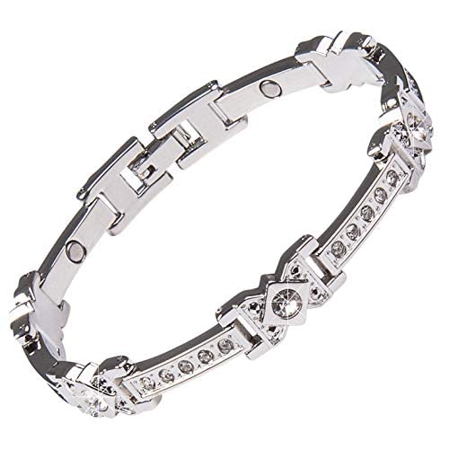 Ladies Magnetic Bracelet For Women. Clear Rhinestone Crystal & Jewellery Gift Box