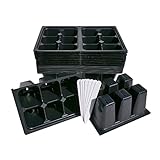 New, Thicker Design! 360 Deep Jumbo Cells Seedling Starter Trays for Seed Germination +10 Plant Labels (60, 6-cell Jumbo Trays) 606 Pattern