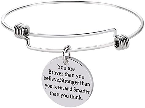 Wordless Love Stainless Steel Inspirational Bangle Bracelets You are Braver Than You Believe