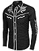 COOFANDY Men's Long Sleeve Western Cowboy Shirts Embroidery Casual Button Down Shirt, Black, Large