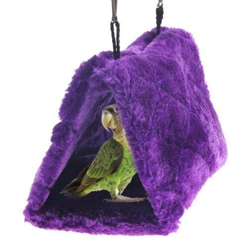 Cdycam Plush Pet Bird Hut Nest Hammock Hanging Cage Happy Snuggle Cave Tent (Medium)