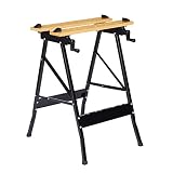 Finether Folding Work Bench with Vice Multipurpose Sawhorse Heavy Duty legs Portable Work Table with Clamp,Pegs and Tool Holders 330lbs/150kg Capacity