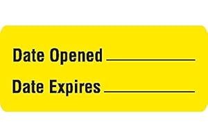 TUMLINK Reagent Labels in Blister Packs"Date Opened_ Date Expires_" Yellow with Black Text 1.5"W x 0.625"H