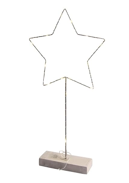 Hotex Weihnachtsdeko Led Stern Mit Kupferdraht Umwickelt 15 Led Lichtern Und Fußteil Aus Beton Für Den Innenbereich