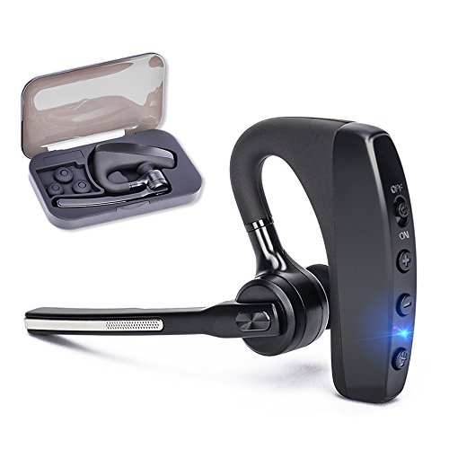 Bluetooth Headset V4.2, Hands-free Business Earpieces for Cell Phones, SHINETAO 2 HD Microphones Wireless Bluetooth Earpiece for Office/Driving, Compatible with iPhone/Samsung/Android (The Best Cell Phone Out Right Now)