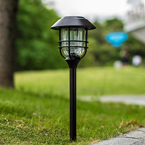 SUNWIND Outdoor LED Solar Lighting - 4 Pack Bronze Outdoor Path Lighting LED Solar Powered Garden Landscape Lamp Die Casting Aluminum Patio Pathway Clear Glass Heavy-Duty for All Weather (Bronze)
