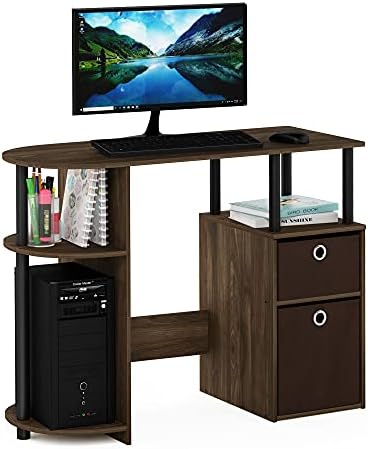 JAYA Simplistisch Computer-Schreibtisch mit Schubladen, Columbia Walnuss/Schwarz
