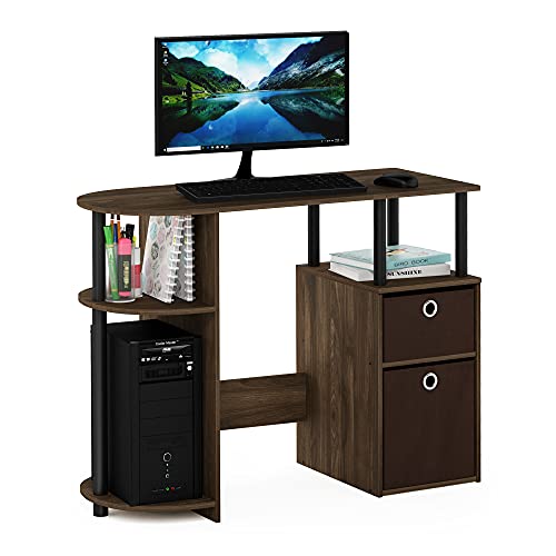 JAYA Simplistisch Computer-Schreibtisch mit Schubladen, Columbia Walnuss/Schwarz