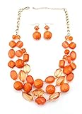 Youthway Women's Choker Acrylic Candy Color Multilayer Pendant Statement Necklace Earrings Set