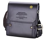 Videng Polo Men's Leather RFID Blocking Secure Briefcase Shoulder Messenger Bags, V1-brown