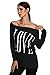 ANGVNS Women's Long Sleeve Off shoulder Letter Print Tops T-shirt (L, Solid Blue)