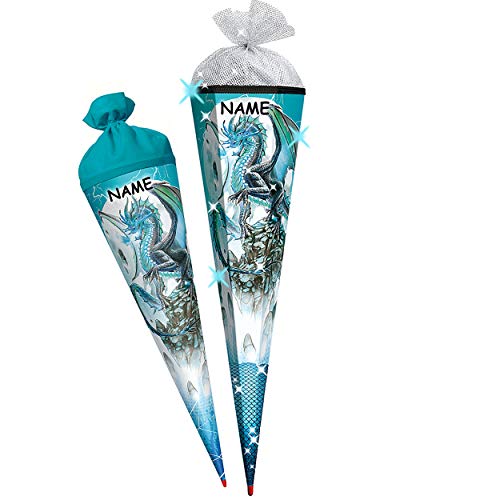 Schultüte - Eisdrache/Drache Größe wählbar 100 cm - mit Holzspitze - 6 eckig - Tüllabschluß - Zuckertüte - Roth - Jungen… – Bild 7