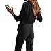 Cekaso Women's Button Up Shirts Solid Collared Sheer Long Sleeve Chiffon Blouse, Black, Tag Size XXXL=US Size L