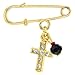 In Season Jewelry 18k Gold Plated Cross Simulated Azabache Birth Gift Protection Baby Pin Brooch