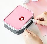 Wed2BB Portable First Aid Pouch Pill Organiser Easy Carry Medicine Container With Multi-pocket for Travel - Pink