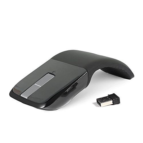 New Foldable Wireless Mouse 2.4GHz Arc Optical Touch Mouse with USB Receiver Suitable for Notebook (Black)