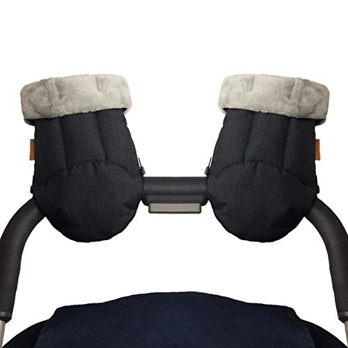 liuliuby CozyMitts - Weatherproof Stroller Hand Muff/Stroller Warmer Gloves for Freezing Winter - Universal Fit - 2019 New Launch (Black MÃ©lange)