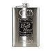 Hip Flask Holding 8 oz - Best Man Emblem Design - Metallic Grey Finish, Stainless Steel, Screw-On Cap, Expertly Welded, Leakproof, Rustproof - Front Engravable for Personalized Gift