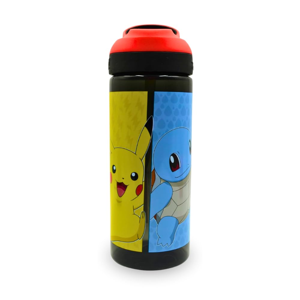 Xpressions HOX Pokémon Drinks Bottle Reusable BPA-free Plastic Water Bottle with Carry Loop Removable straw & spills Proof for fan & Collector Pokémon licensed Merchandise 600ML — image 1