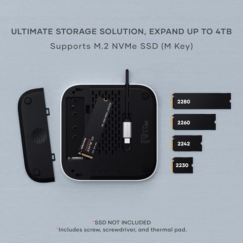 Satechi Mac Mini M4 Hub & Stand with NVMe SSD Enclosure, Dock with 2 USB-A Up to 10Gbps Ports, USB-A Data Port, SD Card Reader for Mac Mini M4, M4 Pro, Optimized Self-Cooling - Silver