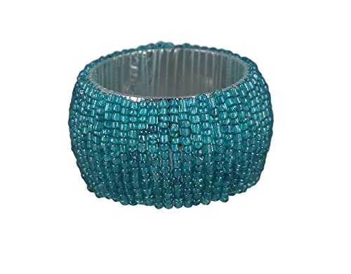 Shalinindia Beaded Napkin Rings - Set of 12 Rings -Turquoise Napkin Rings Set -Diameter-1.5 Inch