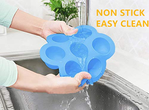 Silicone Egg Bites Molds 2 Pack Baby Food Storage Containers Freezer Trays with Lid and Baby Silicone Spoon for Instant Pot Accessories 5,6,8 qt Pressure Cooker