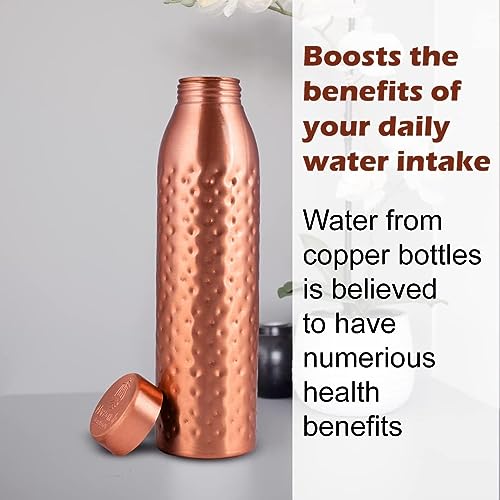 NORMAN JR. Gift Set: 3 Pure Hammered Copper Bottles (1L) - Ayurvedic Copper Bottles Set for Men and Women - Ideal for Father's Day, Mother's Day and Christmas