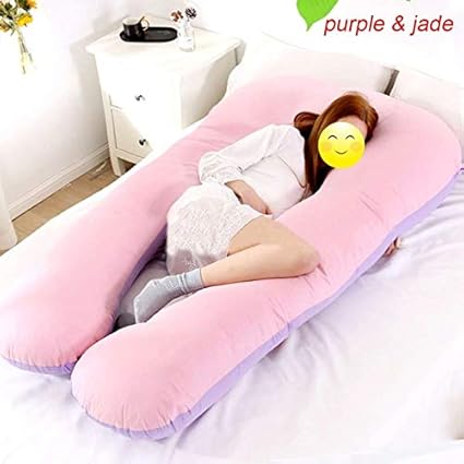Xiaoou Cuddle Pillow Sleeping Support Pillow For Pregnant Women Body100 Cotton Rabbit Print U Shape Maternity Pillows Pregnancy Side Sleepers Purple Jade Chill Pillows For Sleeping Amazon De Kuche Haushalt