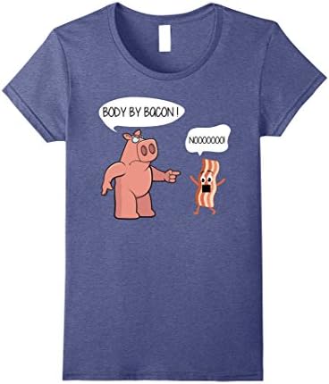 Womens Body-By Bacon',Funny,Pig And-Bacon',Gift,Lover,T-shirt Small Heather Blue