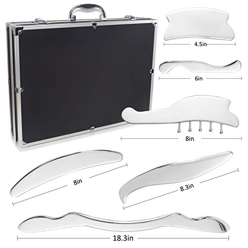 Professional Set of 6 Pcs Medical Grade Stainless Steel Gua Sha Scraping Massage Tools, Myofascial Release Kit for Soft… - Image 2