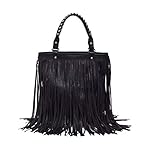 C.A.Z Women's Personality Large Capacity Waterproof PU Leather Fringe Tassel Shoulder Bag Casual Hobo Handbag Crossbody Bag