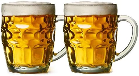 FEST MARKET Italian Style Jumbo Beer Mugs 550 ml (Crystal Clear) - Set of 2 Glasses