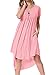 levaca Womens Summer Short Sleeve Swing Loose Beach Casual Shift Dress Pink L