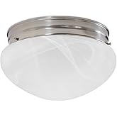 LUMIVERT 2-Light Flush Mount Ceiling Light – Alabaster Mushroom Glass | Brushed Nickel Finish