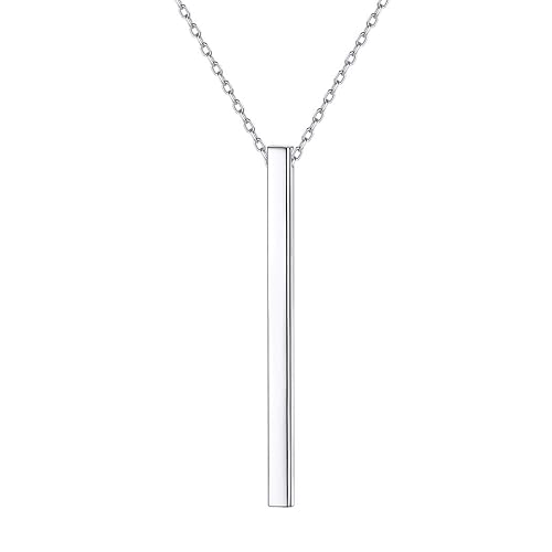 PROSILVER 925 Sterling Silver Vertical Bar Necklace Straight