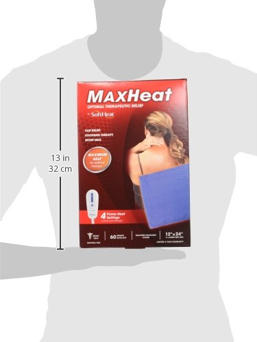 MaxHeat by SoftHeat Plus Heating Pad Moist/Dry, King Size, 12-Inch by 24-Inch, HP910-S