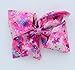 Jojo Siwa Bow Large Signature Collection - Pink Rainbow with Unicorns and Hearts Silhouettes w/Rhinestone Center