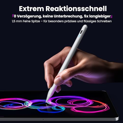 Kingone Pen for Apple iPad 2018-2026, 2X Fast Charge, Compatible with iPad 6~11th, Pro 11"/12.9"/13", Air 3~5th, Air 11"/13", Mini 7/6/5th, with Magnetic Adhesion, Palm Rejection & Tilt, White