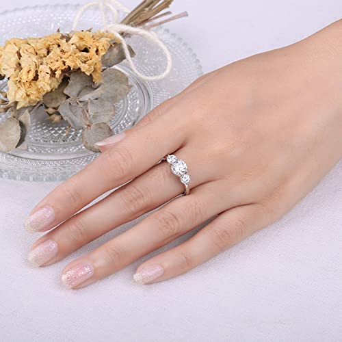 JewelryPalace Women's Solitaire Ring with Oval Cut Moissanite, Engagement Ring 925 Sterling Silver Simulated Diamond, Classic Girl Promise Ring with Stone, Bridal Jewellery Set