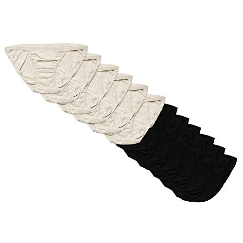 Alyce Intimates Women's Cotton String Bikini, Black & Heather 12 Pack