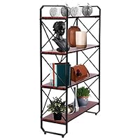 OMISHOME 4 Tier Bookshelf for Home or Industrial Use | Use As A Bookcase, Tall Product Shelf, Storage Rack or As Open Closet Shelves | Wood and Metal Design